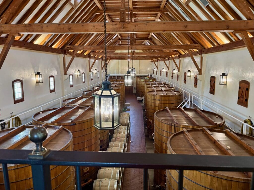 Jordan winery in Healdsburg California, the barrel room